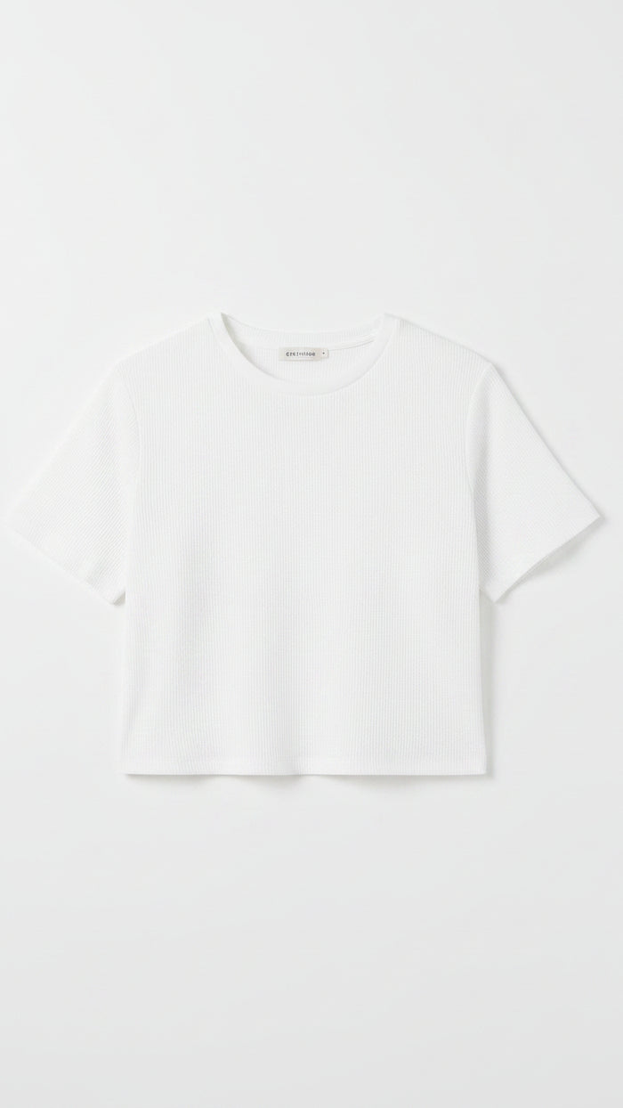 Lexi Waffle Tee: White