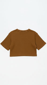 Lexi Waffle Tee: Brown