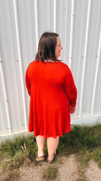 Violet Long Sleeve T-Shirt Dress | Burnt Rust