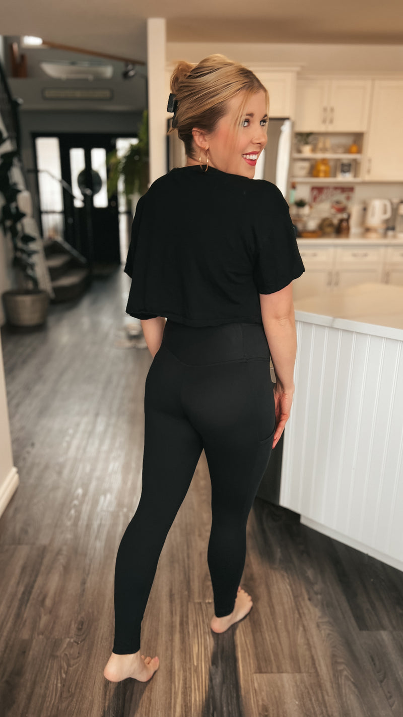 Olive Athletic Leggings: Black