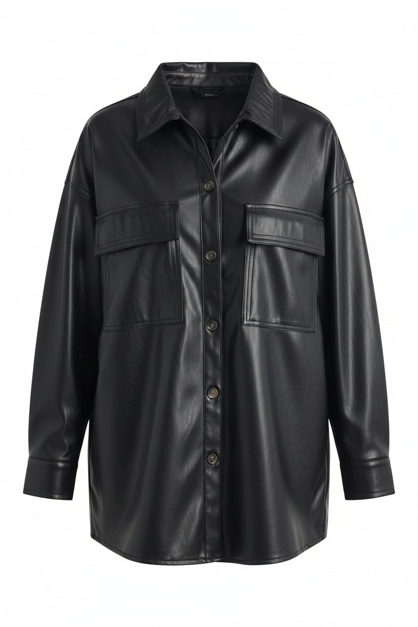 Stephanie Faux Leather Jacket | Black