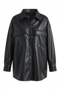 Stephanie Faux Leather Jacket | Black