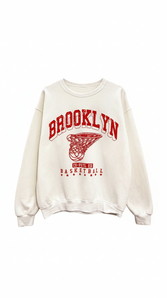 Brooklyn Basketball Crewneck | Ivory