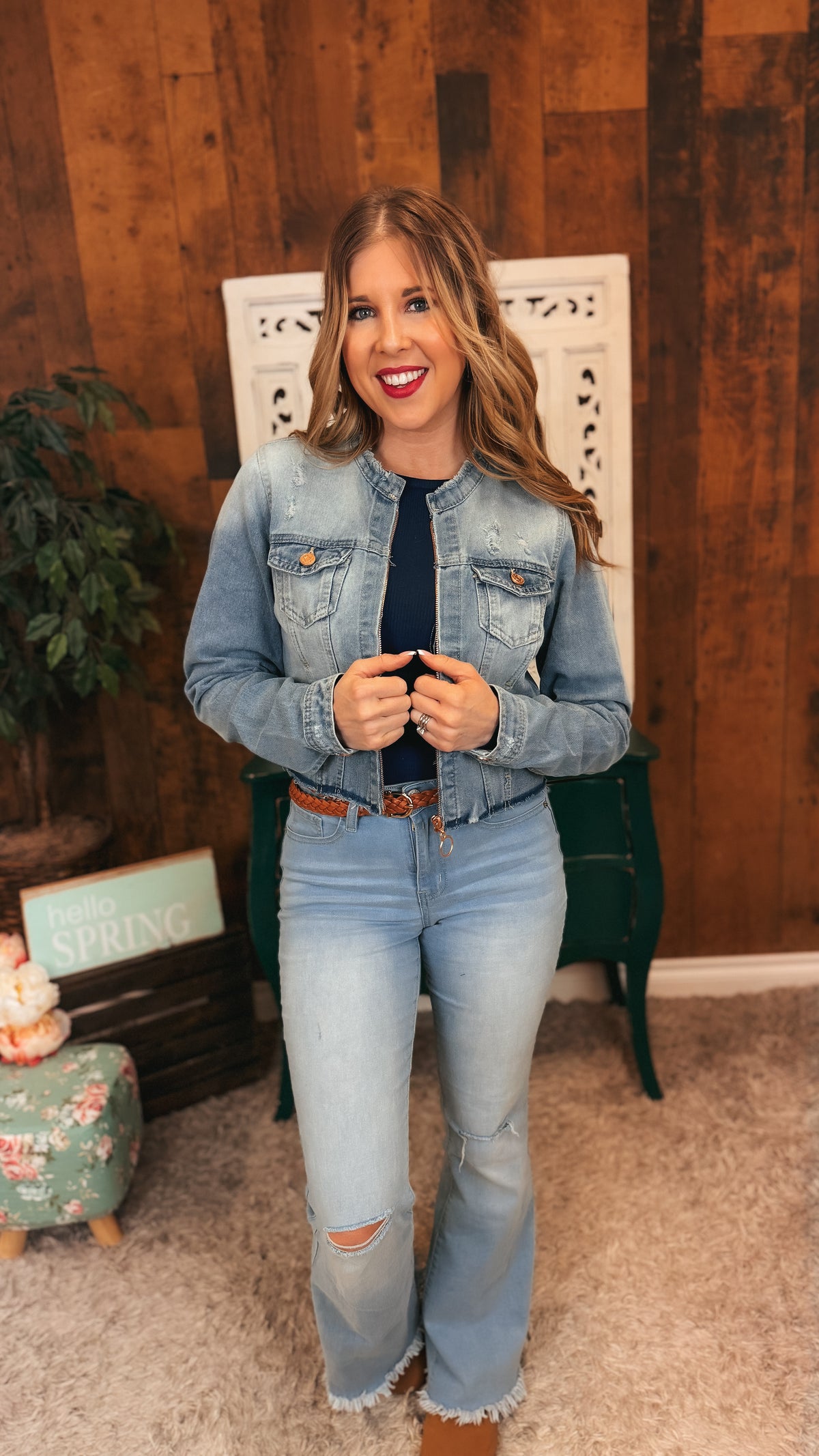 Joey Crop Denim Jacket | Medium Blue