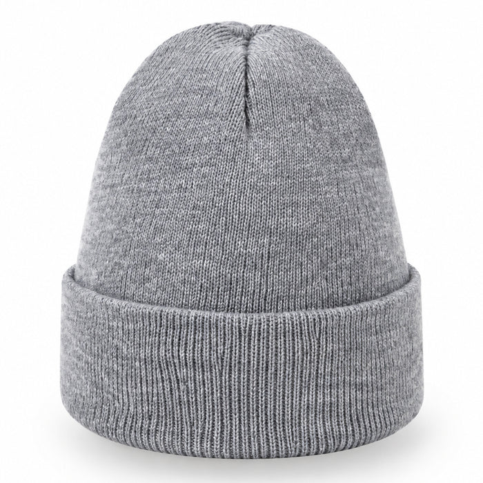 A light gray heathered knit beanie hat