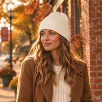 Knit Beanie: Ivory