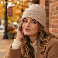 Knit Beanie: Beige