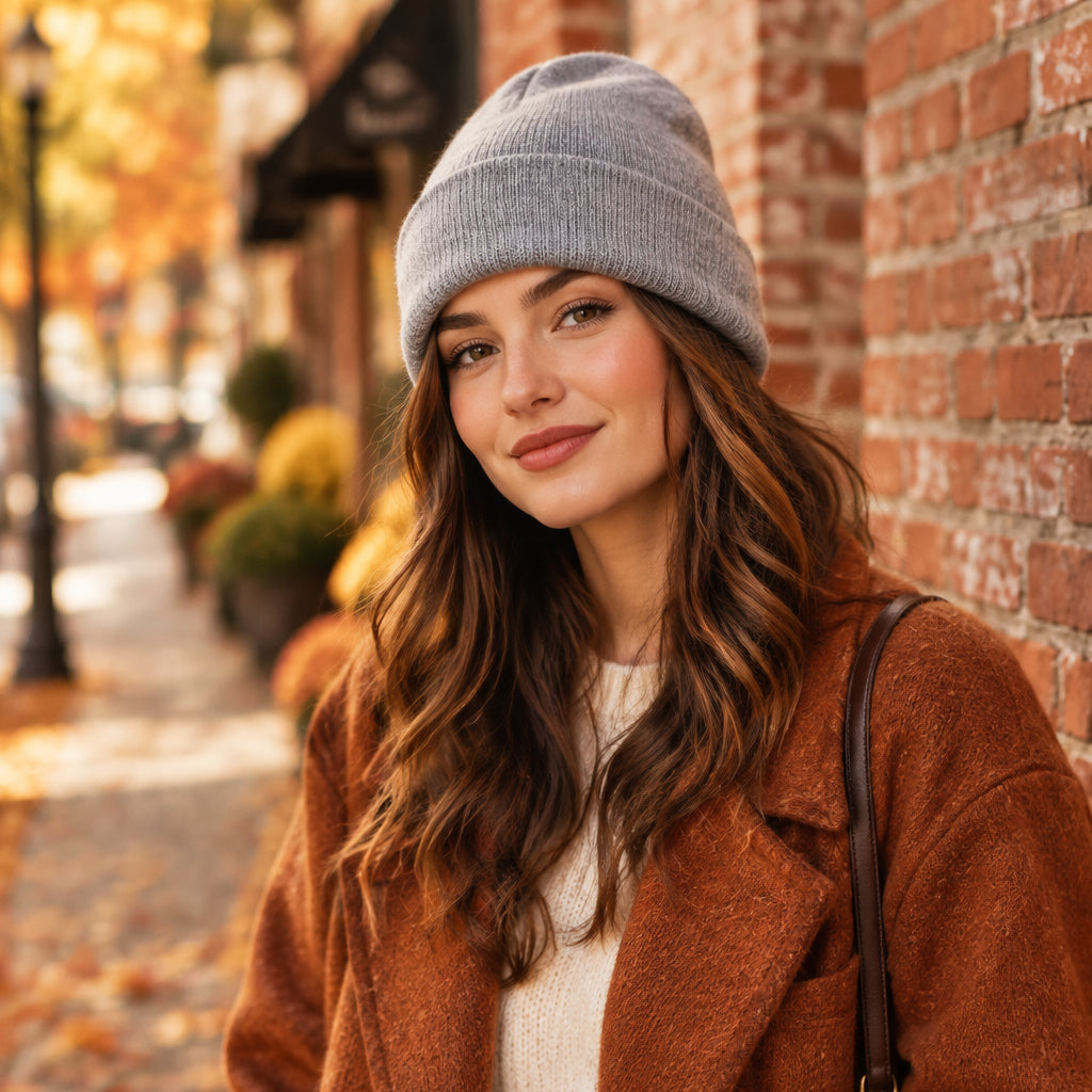 Knit Beanie: Grey
