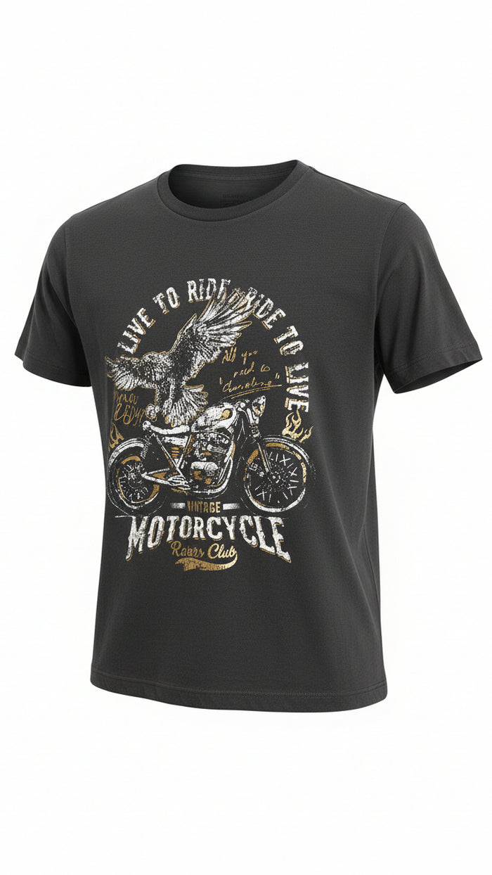 Motorcycle Graphic Tee | Grey