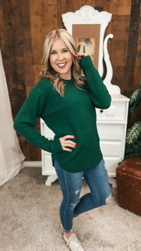 Scarlett Knit Sweater: Dark Green