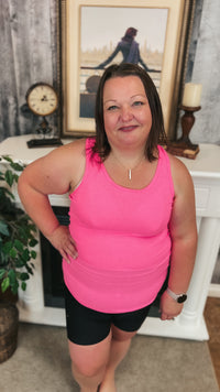 Rynlee Ribbed Tank Top: Neon Fuchsia