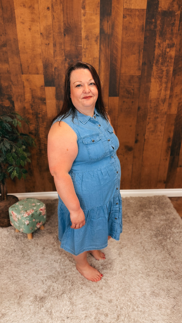 Jackie Chambray Dress | Light Blue
