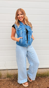 Roxy Denim Vest | Light Blue