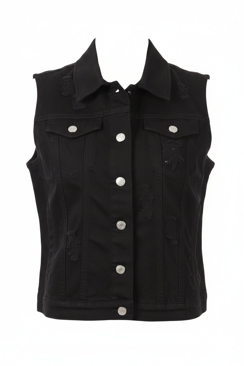 Evie Denim Vest | Black