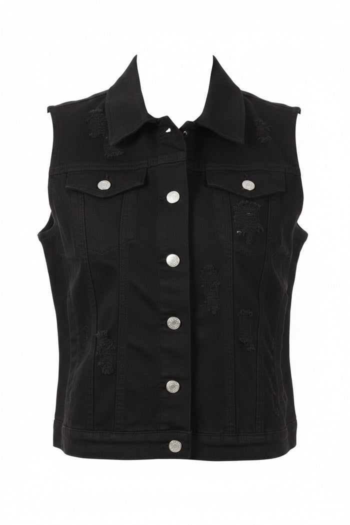Evie Denim Vest | Black