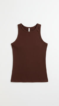 Megan Ribbed Tank: Brown