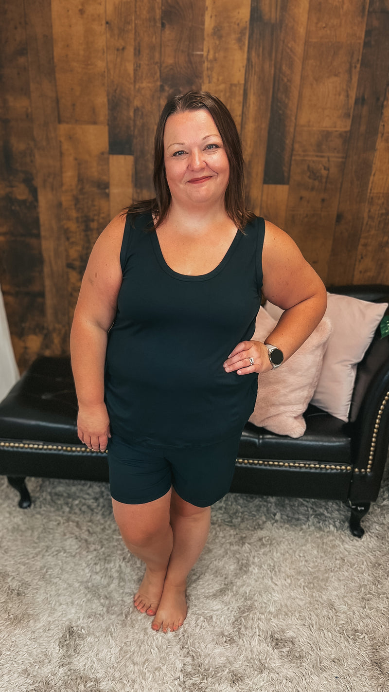 Payton Tank Top Short Set | Black