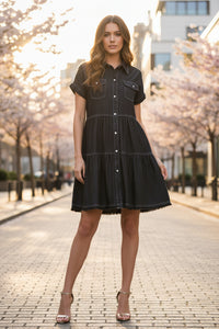 Ava Denim Dress | Charcoal