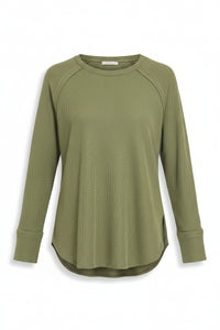 Leslie Waffle Long Sleeve | Army Green