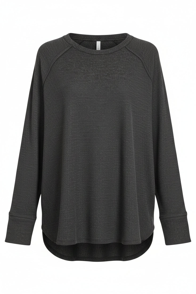 Leslie Waffle Long Sleeve | Charcoal