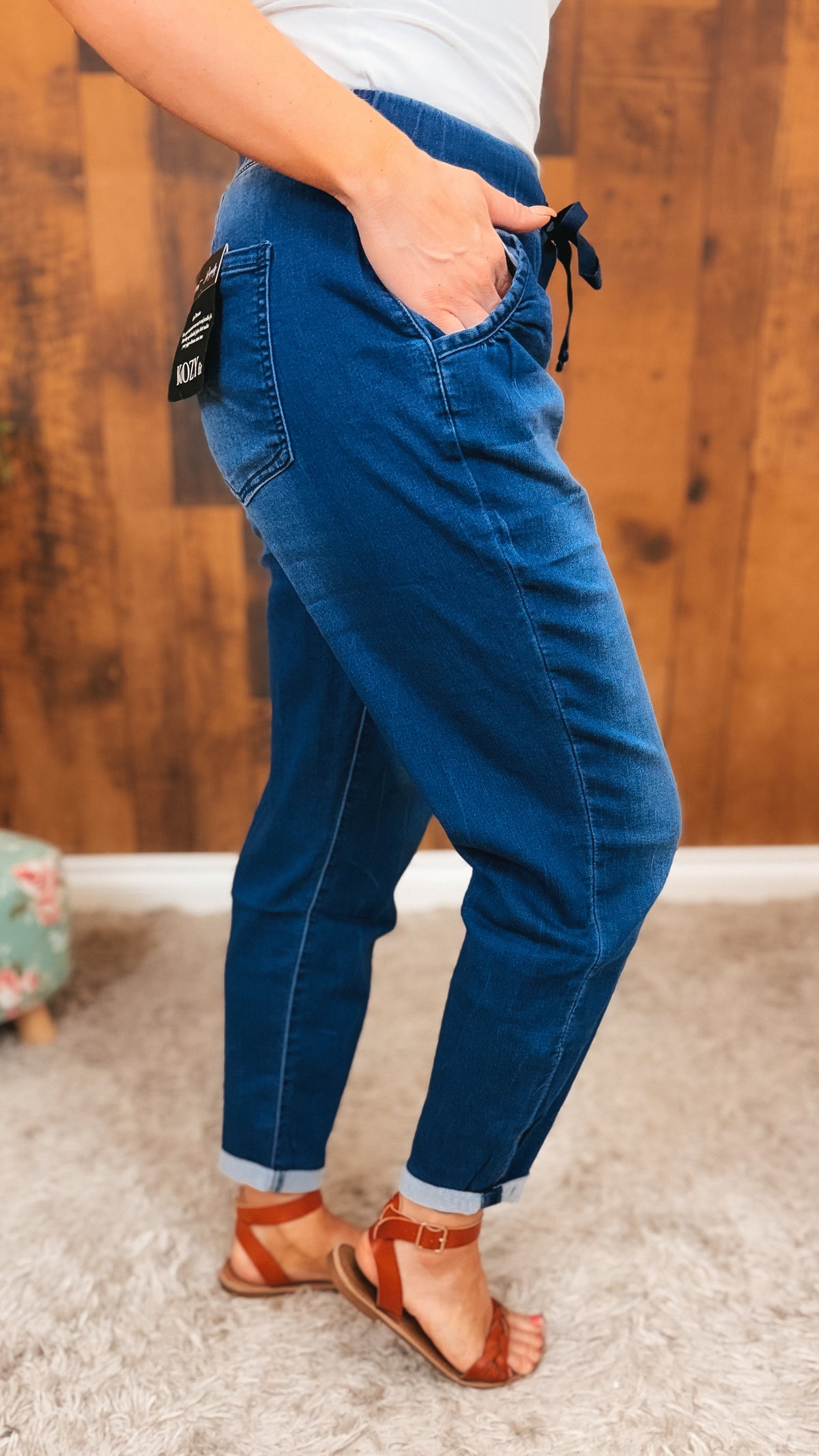 Lenny Cropped Jogger Denim | Dark Blue