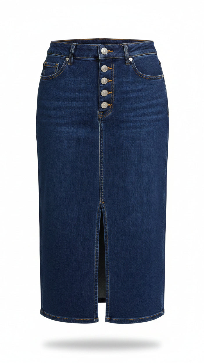 Jenny Denim Maxi Skirt | Button Fly
