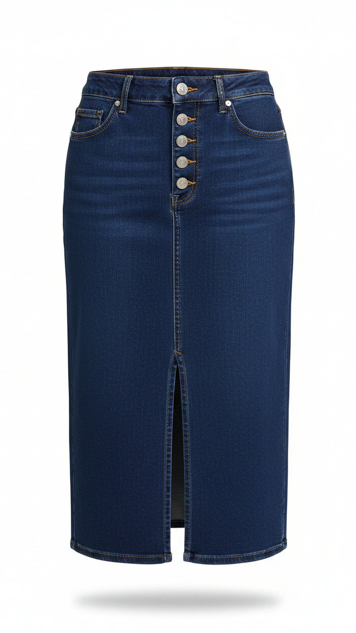 Jenny Denim Maxi Skirt | Button Fly