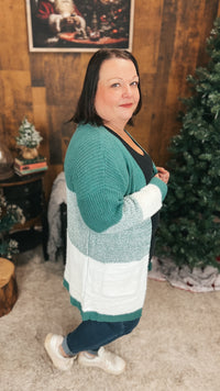Helen Knit Cardigan | Green & Ivory