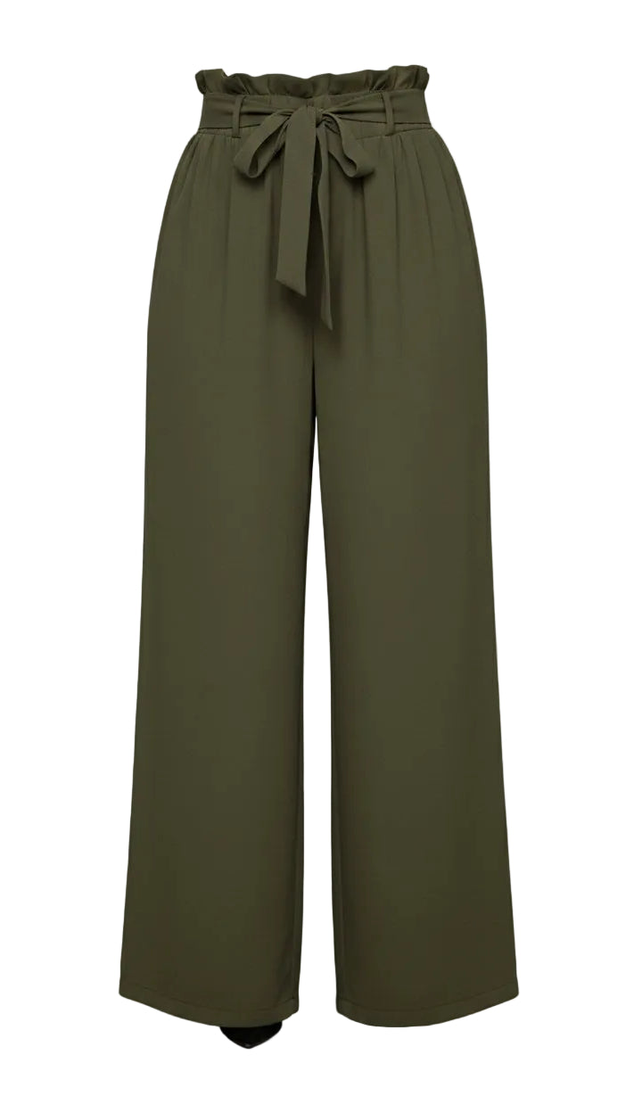 Stephanie Stretch Paper Bag Pants | Olive
