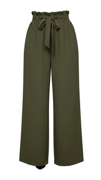 Stephanie Stretch Paper Bag Pants | Olive