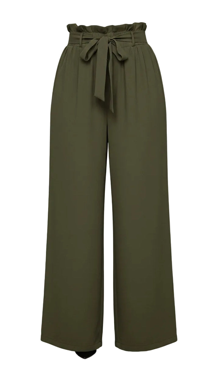 Stephanie Stretch Paper Bag Pants | Olive