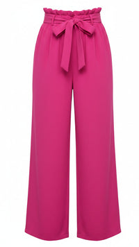 Stephanie Stretch Paper Bag Pants | Fuchsia