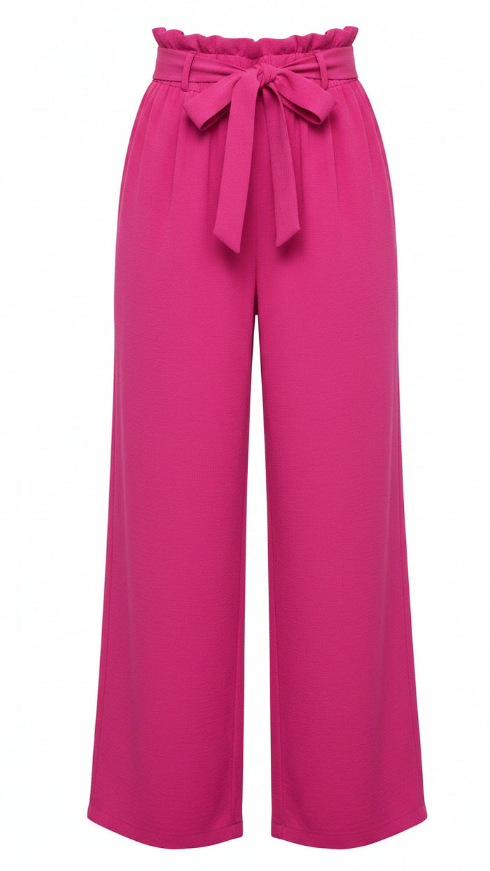 Stephanie Stretch Paper Bag Pants | Fuchsia