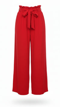 Stephanie Stretch Paper Bag Pants | Red