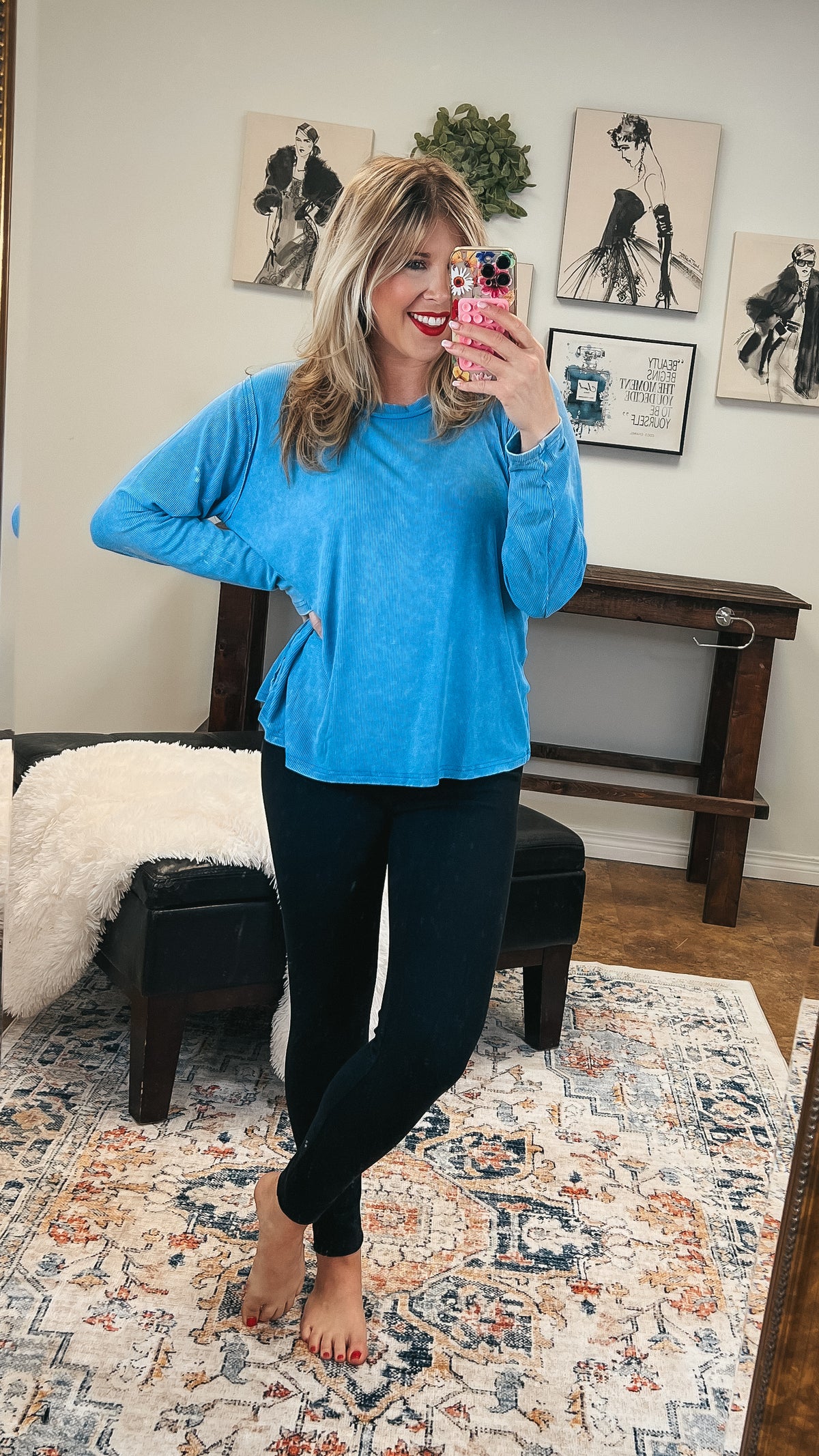 Melanie Ribbed Long Sleeve: Sky Blue *SALE*