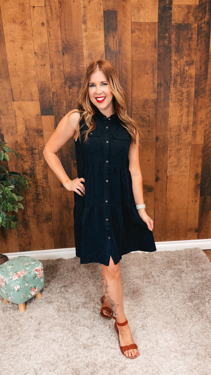 Jackie Chambray Dress | Black