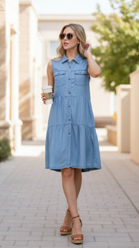 Jackie Chambray Dress | Light Blue