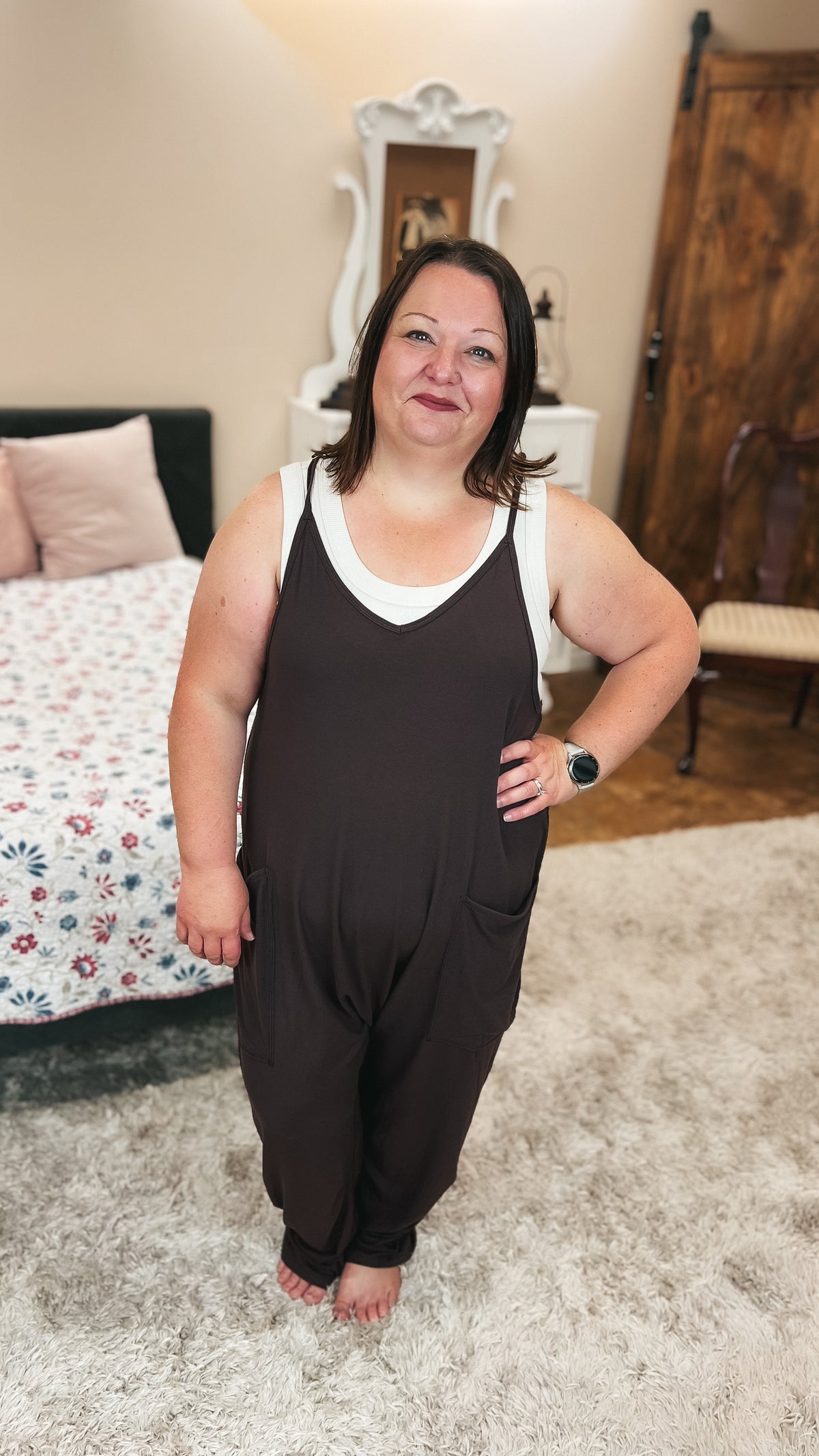 Jordyn Hotshot Romper: Brown