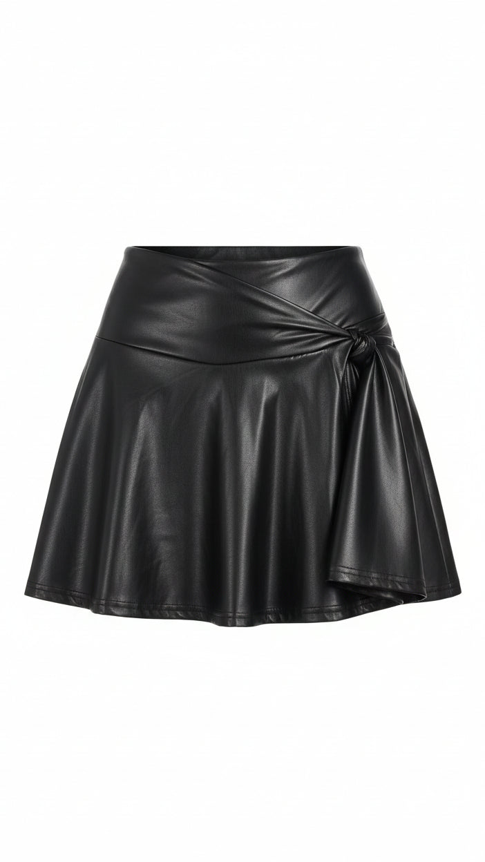 Dakota Faux Leather Skort | Black