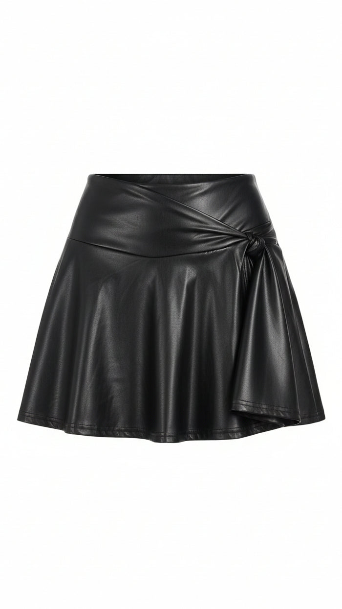 Dakota Faux Leather Skort | Black