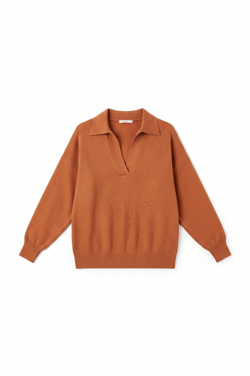 Tamara V-Neck Sweater | Rust
