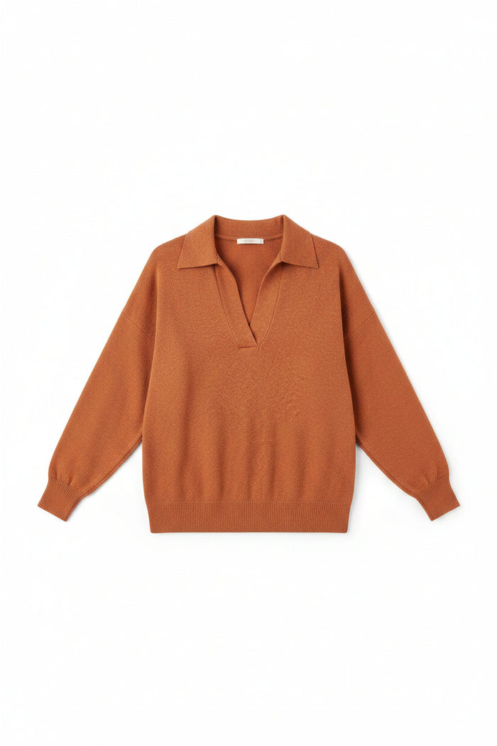 Tamara V-Neck Sweater | Rust