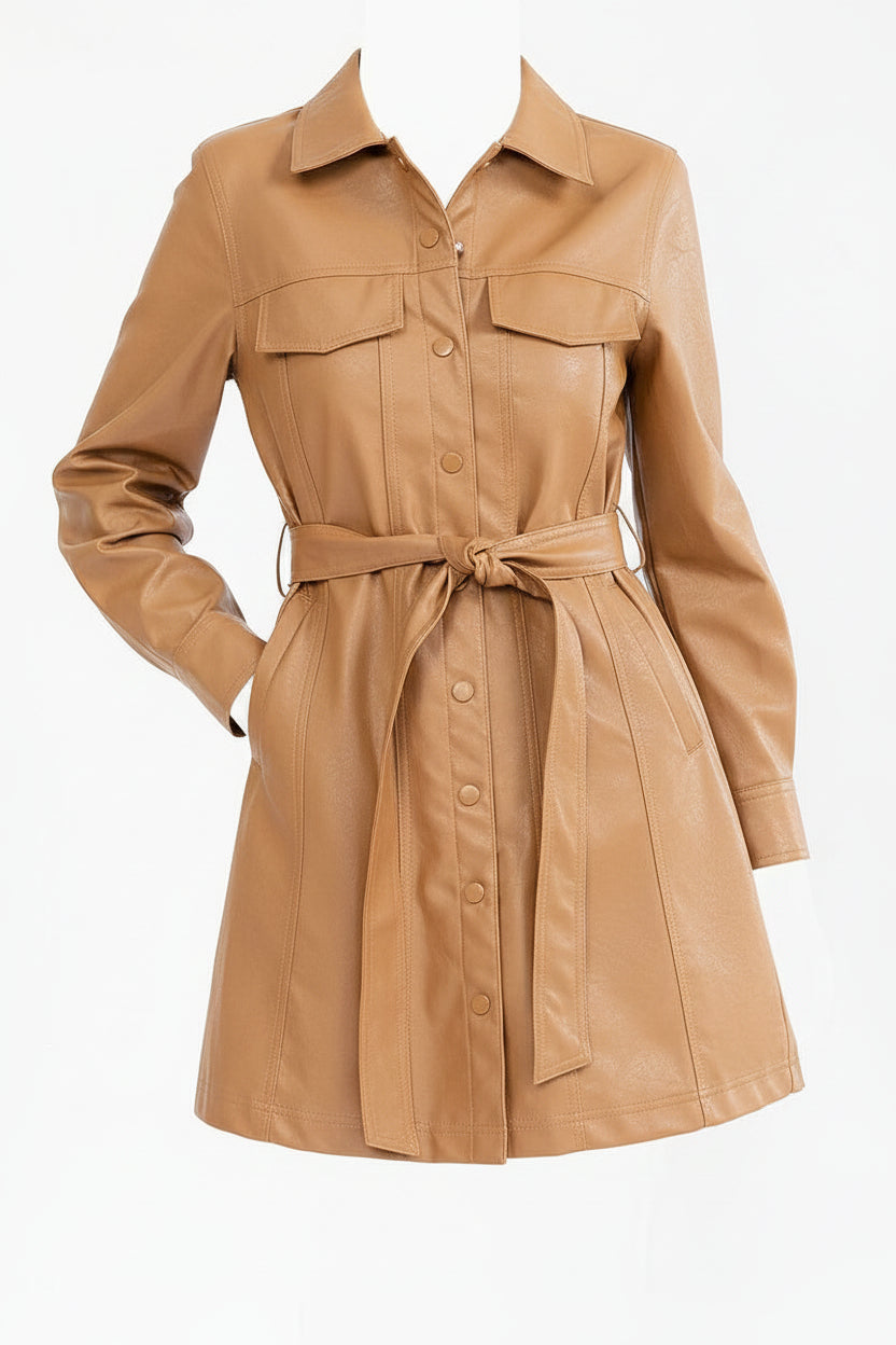 Lorna Faux Leather Jacket | Caramel