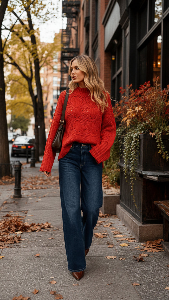 Mae Knit Sweater| Washed Red