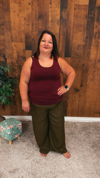 Shandra Linen Pants: Olive