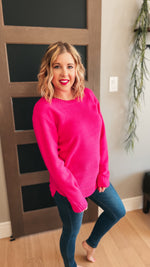 Scarlett Knit Sweater: Hot Pink