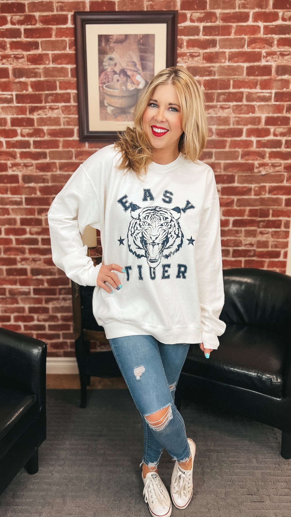 Easy Tiger | Graphic Sweatshirt | White