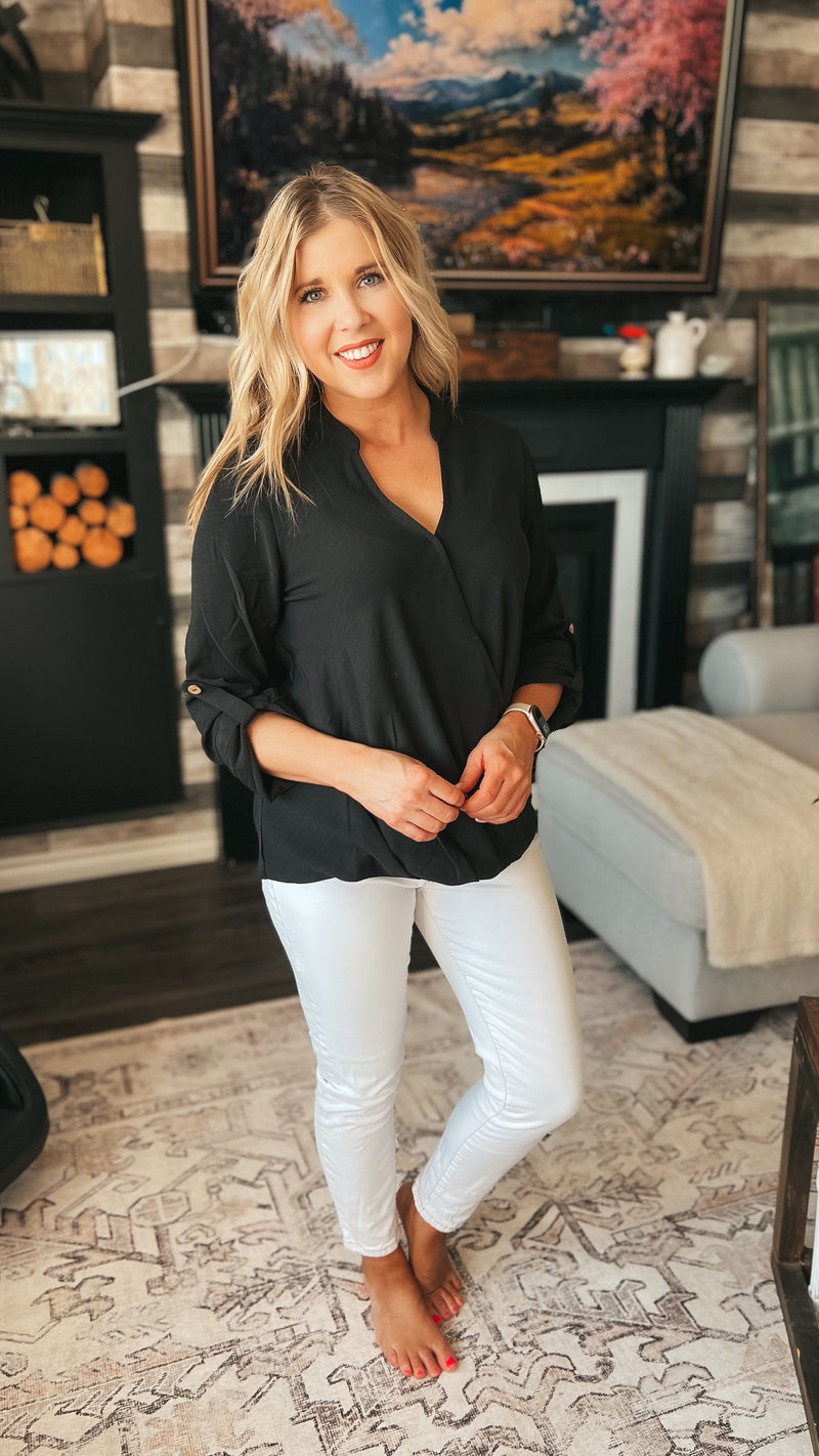 Aislynne Snap Blouse | Black