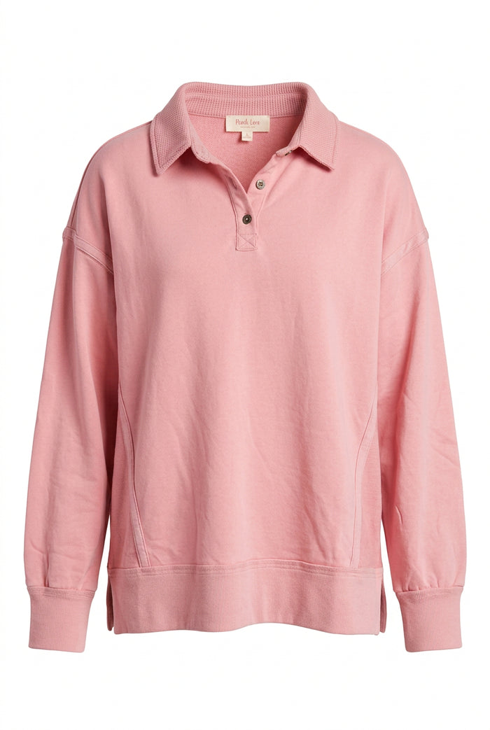 Shelly Collared Sweatshirt | Pink