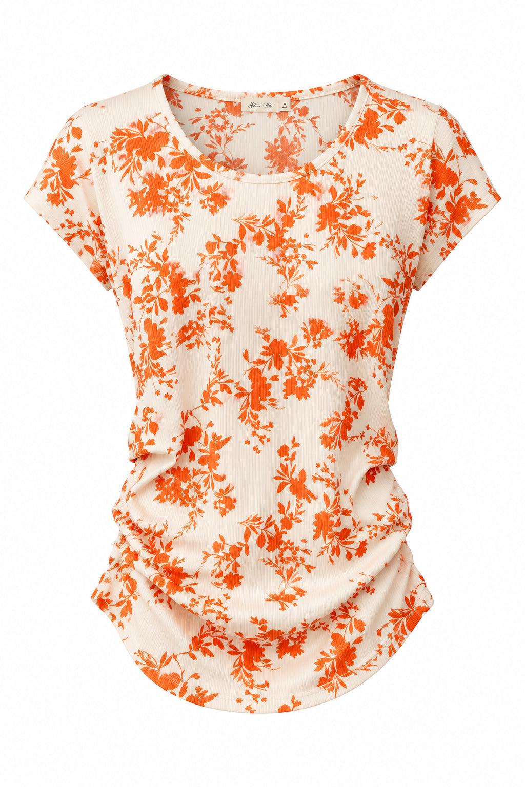Addy Ribbed Floral Top | Orange & Cream *SALE*